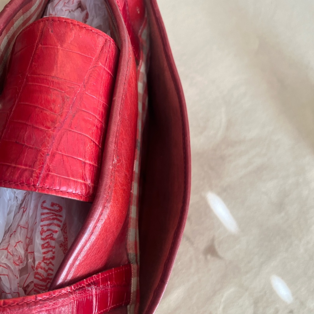 Brighton Red Woven Leather Handbag 9h x5d x 13w